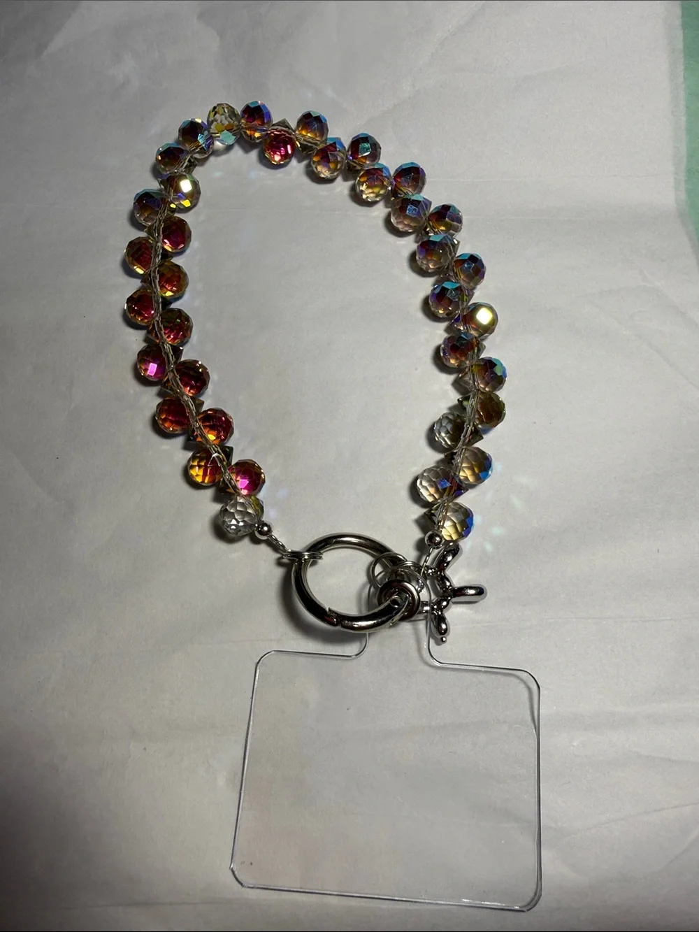 Acrylic Bead Phone Wrist Strap in Iridescent Multicolor